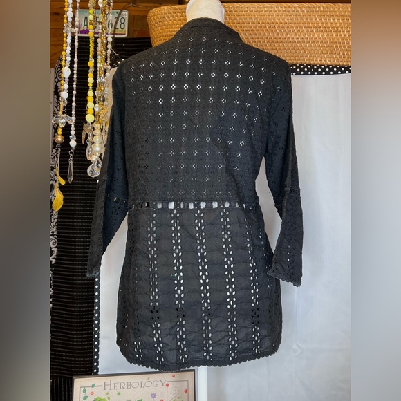 Gretchen Scott Black Cotton Eyelet Tunic Size Large - Picture 8 of 9